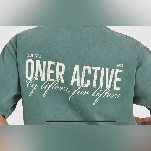 🆕 Oner Active Oversized Graphic Washed T-Shirt ~ ICED GREEN - Picture 4 of 9
